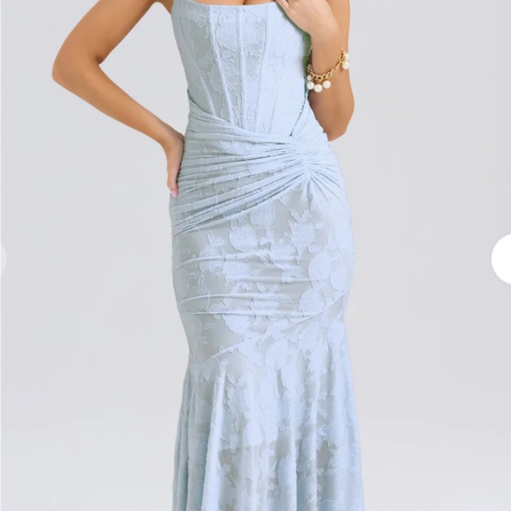 Light Blue Floral Lace Dress